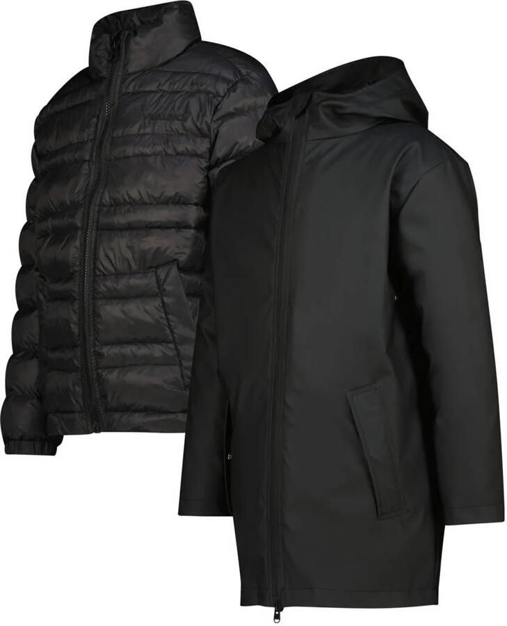 VINGINO kids regenjas Monsoon zwart Polypropyleen Capuchon 146 152