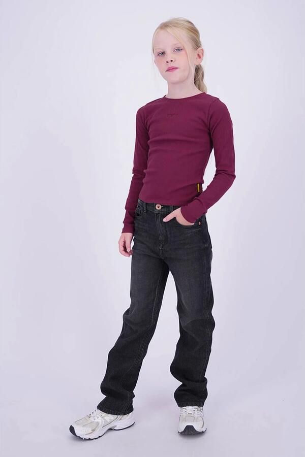 Vingino longsleeve donkerrood Meisjes Stretchkatoen Ronde hals Effen