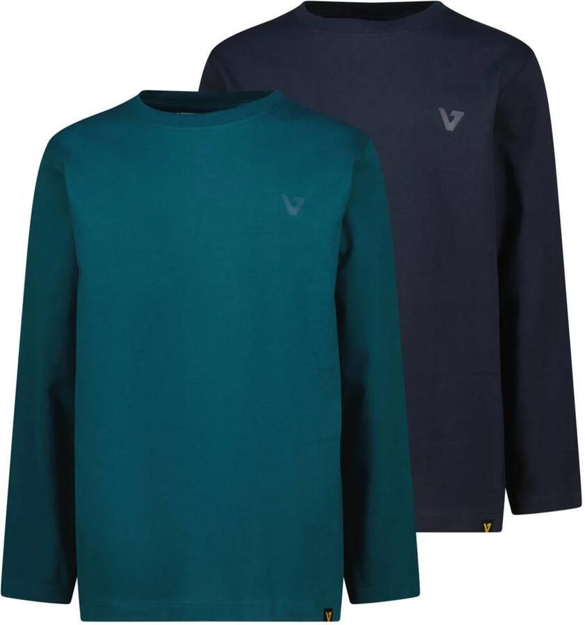 Vingino longsleeves donkergroen donkerblauw (set van 2) Jongens Katoen Ronde hals