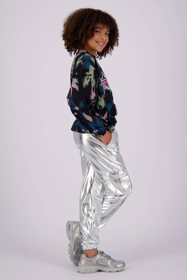 Vingino metallic imitatieleren tapered fit broek Shyla zilver metallic - Foto 3