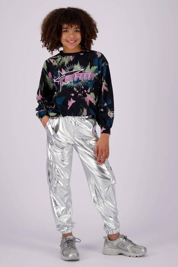 Vingino metallic imitatieleren tapered fit broek Shyla zilver metallic - Foto 2