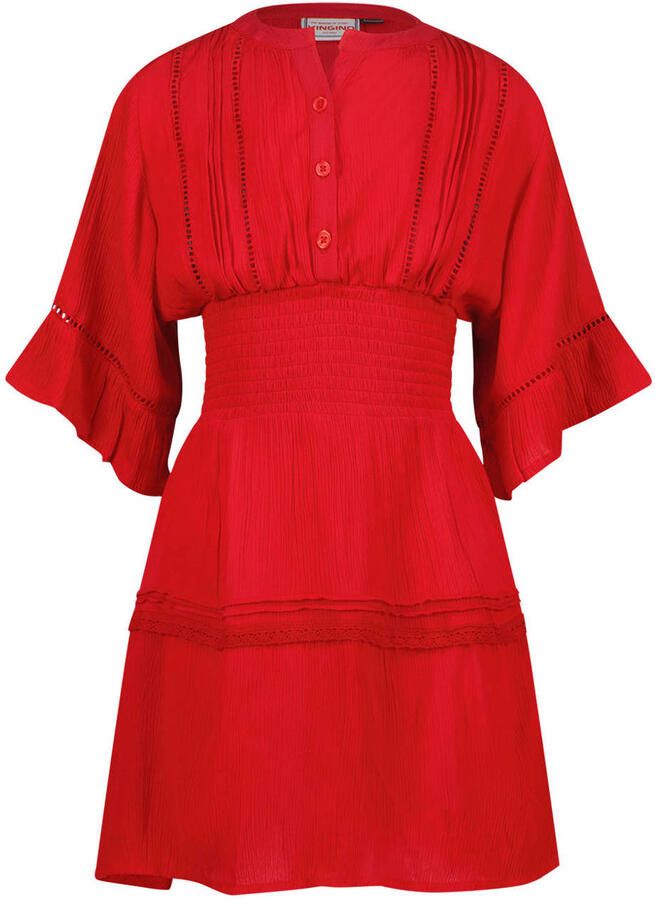 Vingino midi jurk broderie rood
