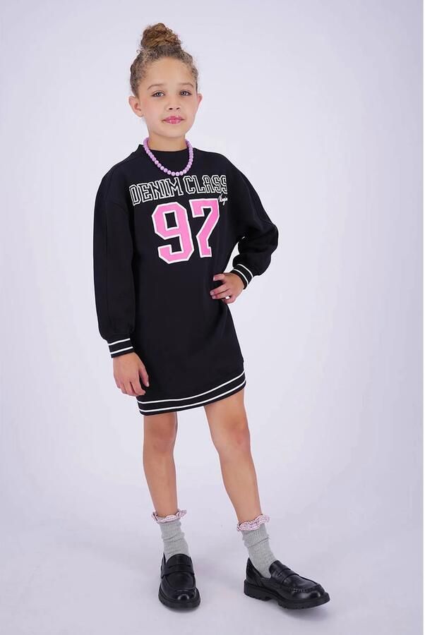 Vingino midi sweatjurk met backprint zwart