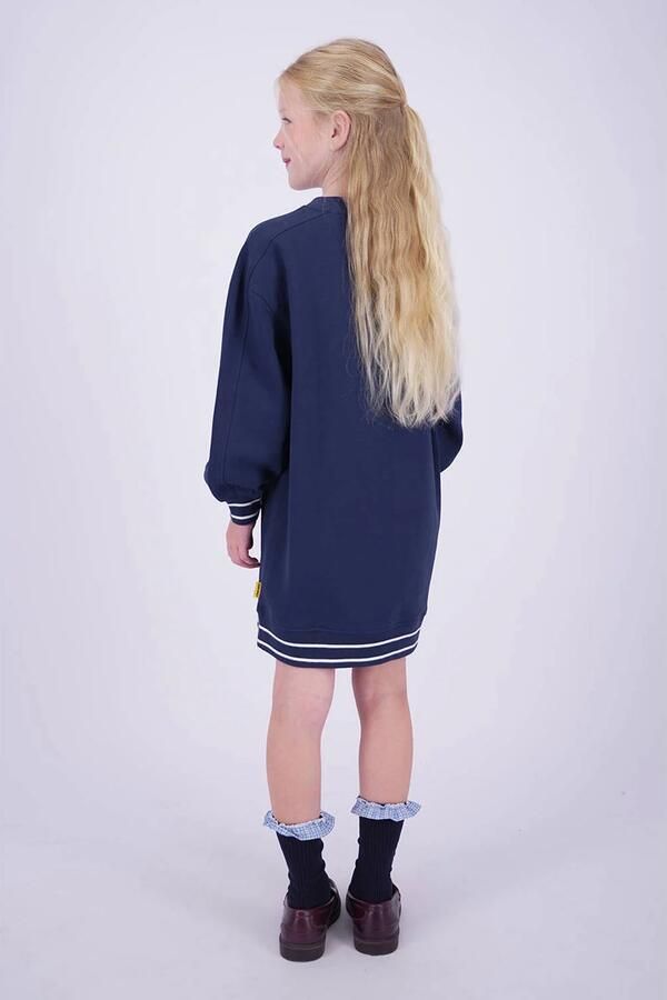 Vingino midi sweatjurk met print donkerblauw - Foto 3