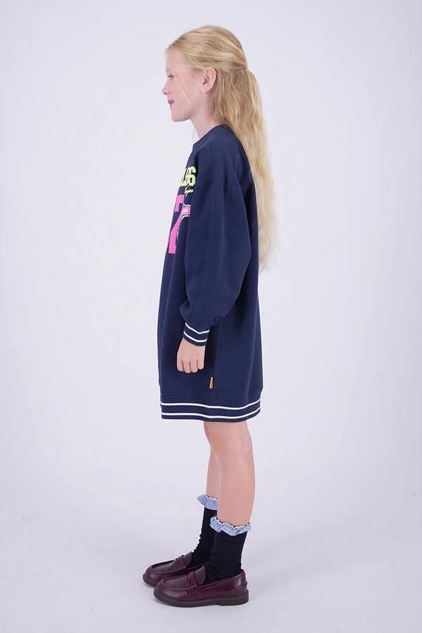 Vingino midi sweatjurk met print donkerblauw - Foto 2