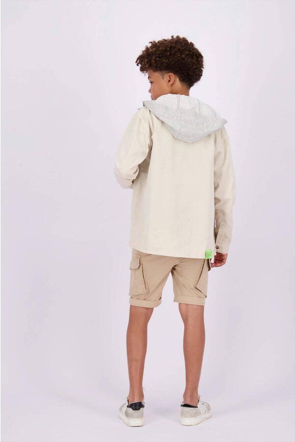 VINGINO overshirt Lior met capuchon ecru grijs melange Overhemd Effen 152 - Foto 2