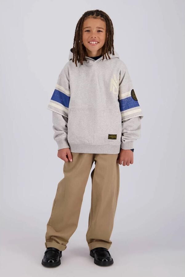 Vingino oversized hoodie met backprint grijs blauw