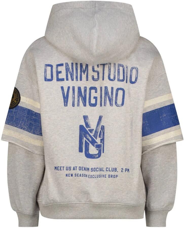 Vingino oversized hoodie met backprint grijs blauw - Foto 2