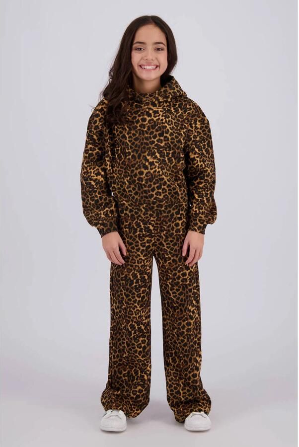 Vingino oversized hoodie met panterprint bruin