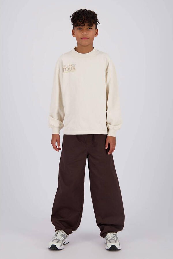 Vingino oversized longsleeve met backprint beige Jongens Katoen Ronde hals