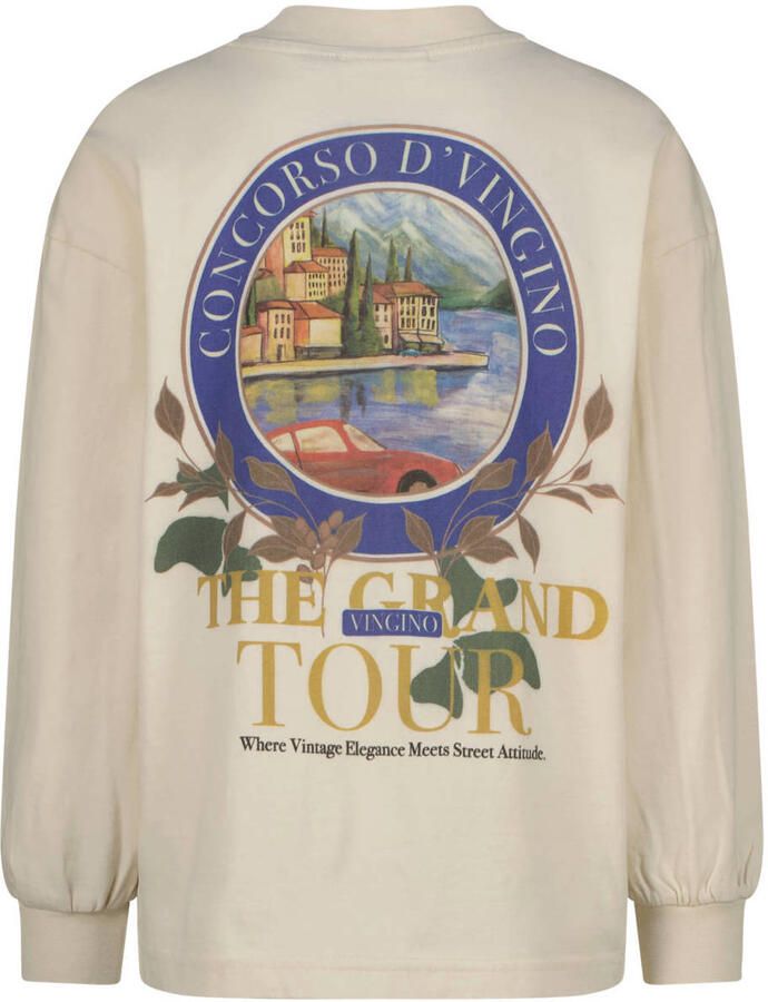 Vingino oversized longsleeve met backprint beige Jongens Katoen Ronde hals - Foto 2