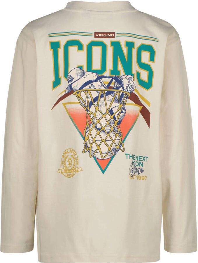 Vingino oversized longsleeve met backprint crème Ecru Jongens Katoen Ronde hals - Foto 2