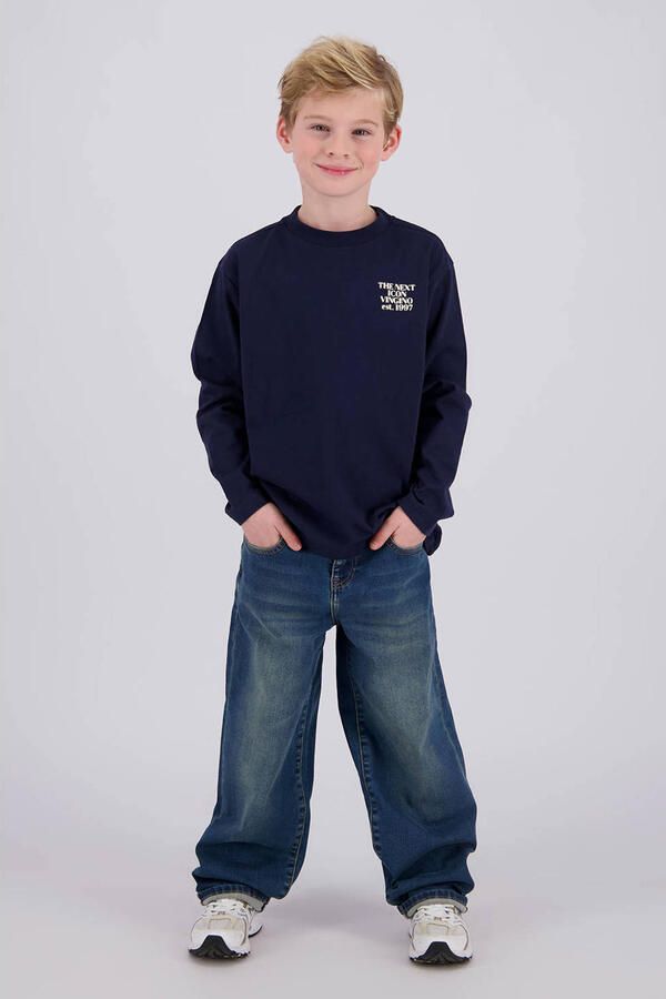 Vingino oversized longsleeve met backprint donkerblauw