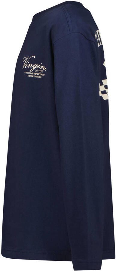 Vingino oversized longsleeve met backprint donkerblauw Jongens Katoen Ronde hals - Foto 3