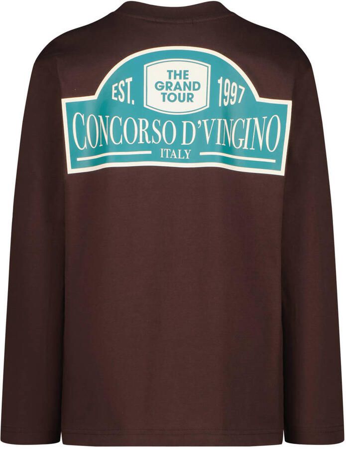 Vingino oversized longsleeve met backprint donkerbruin blauw Jongens Katoen Ronde hals - Foto 2