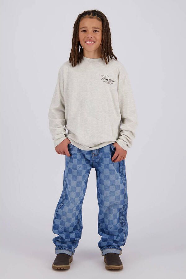 Vingino oversized longsleeve met backprint ecru Jongens Katoen Ronde hals