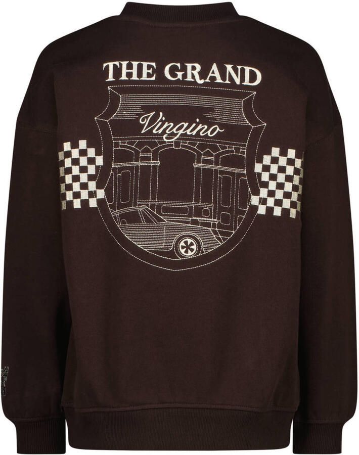 Vingino oversized sweater met backprint donkerbruin Backprint - Foto 4