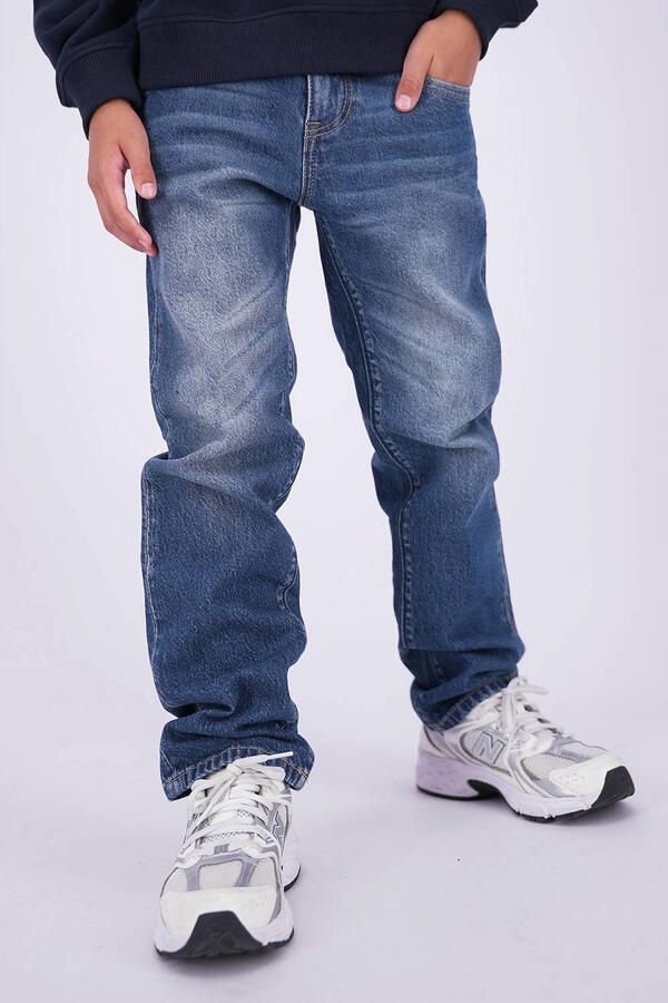 Vingino Paolo straight leg jeans donkerblauw Jongens Denim Effen