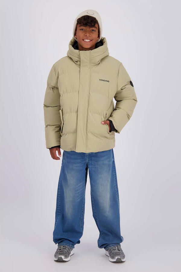 Vingino pufferjas beige Jongens Polyester Capuchon Effen
