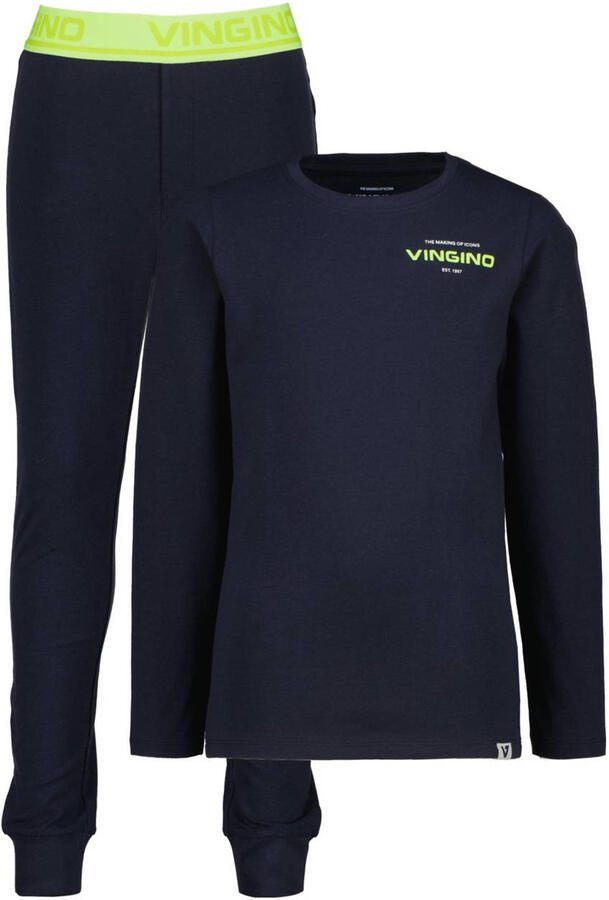 Vingino pyjama donkerblauw neongeel