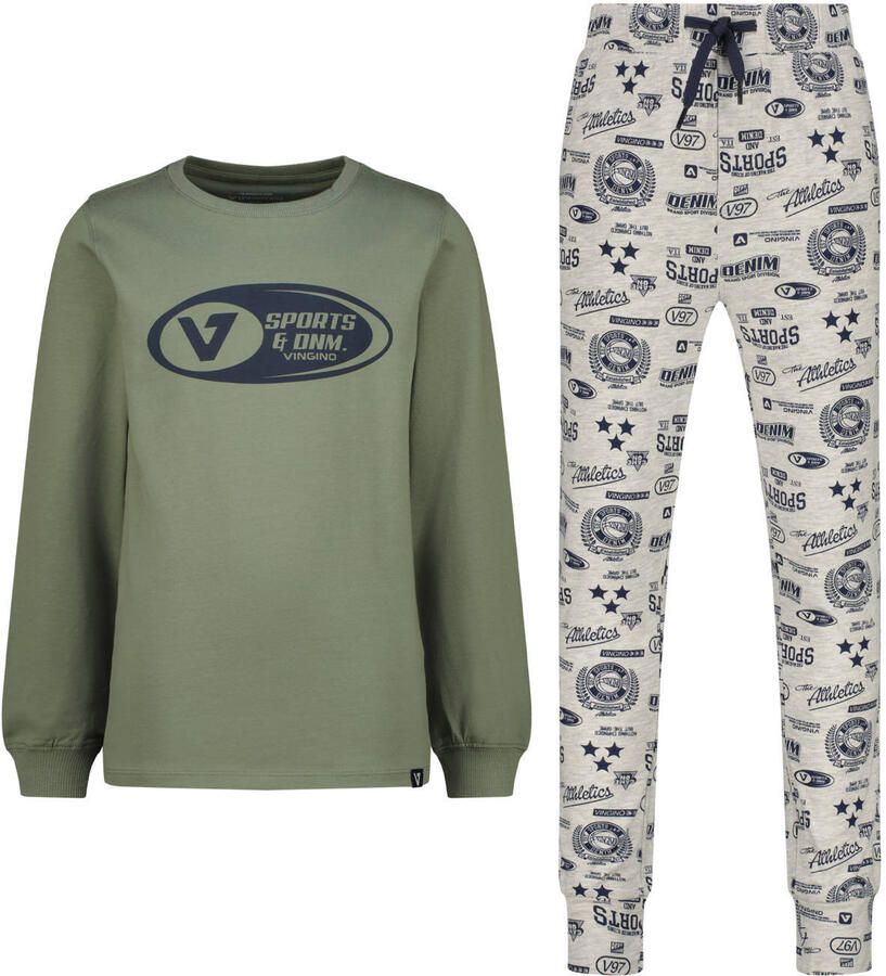 Vingino pyjama met all over print olijfgroen