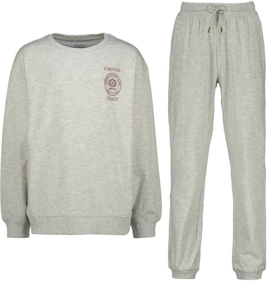 Vingino pyjama met backprint grijs Jongens Stretchkatoen Ronde hals Backprint