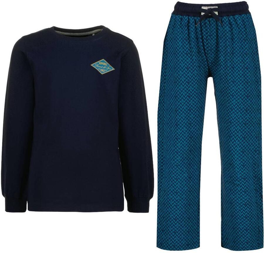 Vingino pyjama met logo dark blue Blauw Jongens Stretchkatoen Ronde hals
