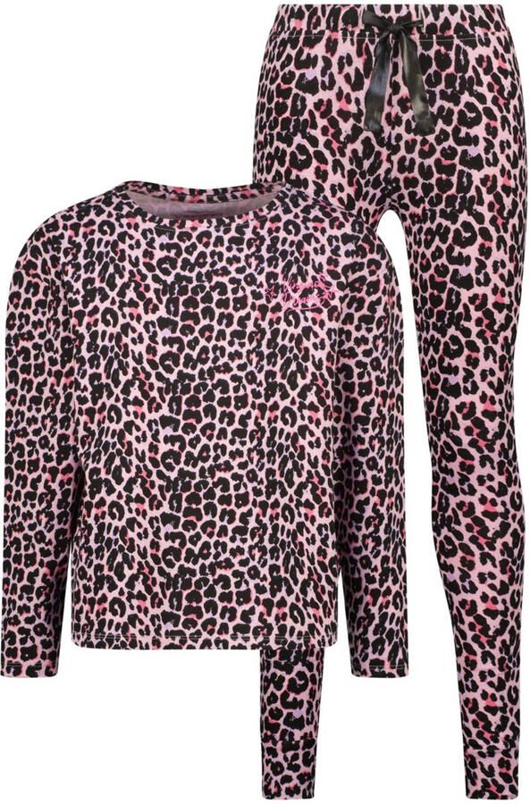 Vingino pyjama met panterprint roze zwart