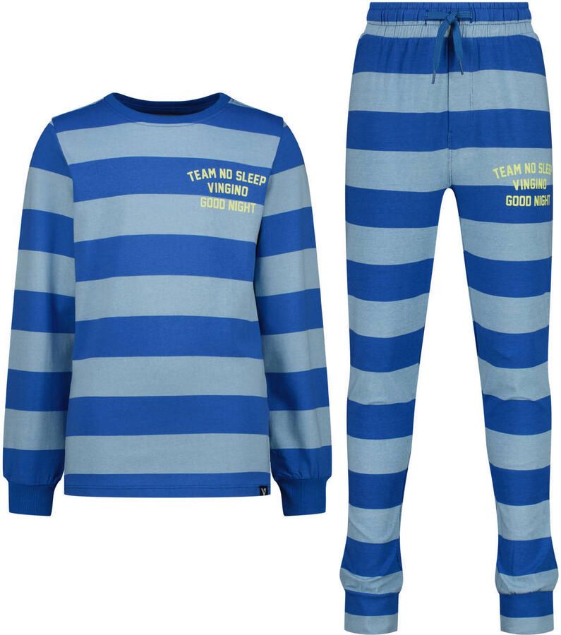 Vingino pyjama met streepprint blauw