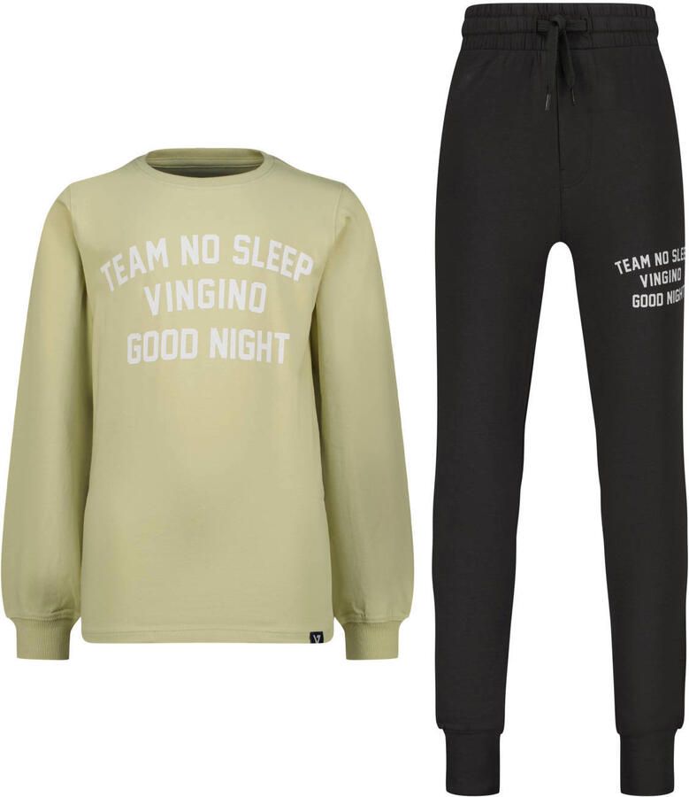 Vingino pyjama met tekst groenbruin donkerbruin