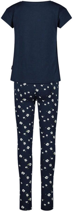 VINGINO pyjama WILAH met all over print donkerblauw wit Meisjes Stretchkatoen Ronde hals 110-116