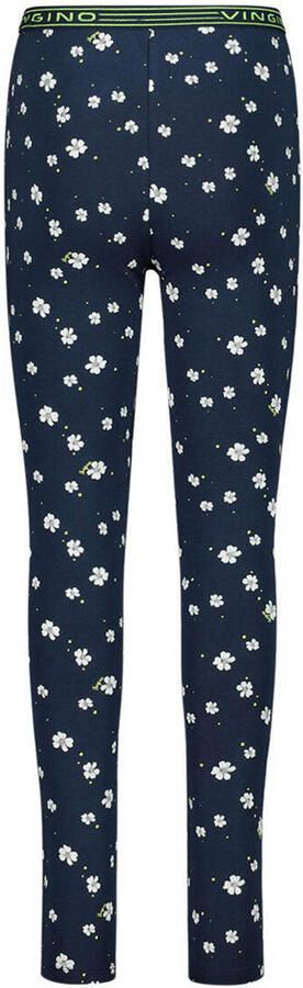 VINGINO pyjama WILAH met all over print donkerblauw wit Meisjes Stretchkatoen Ronde hals 134-140 - Foto 3