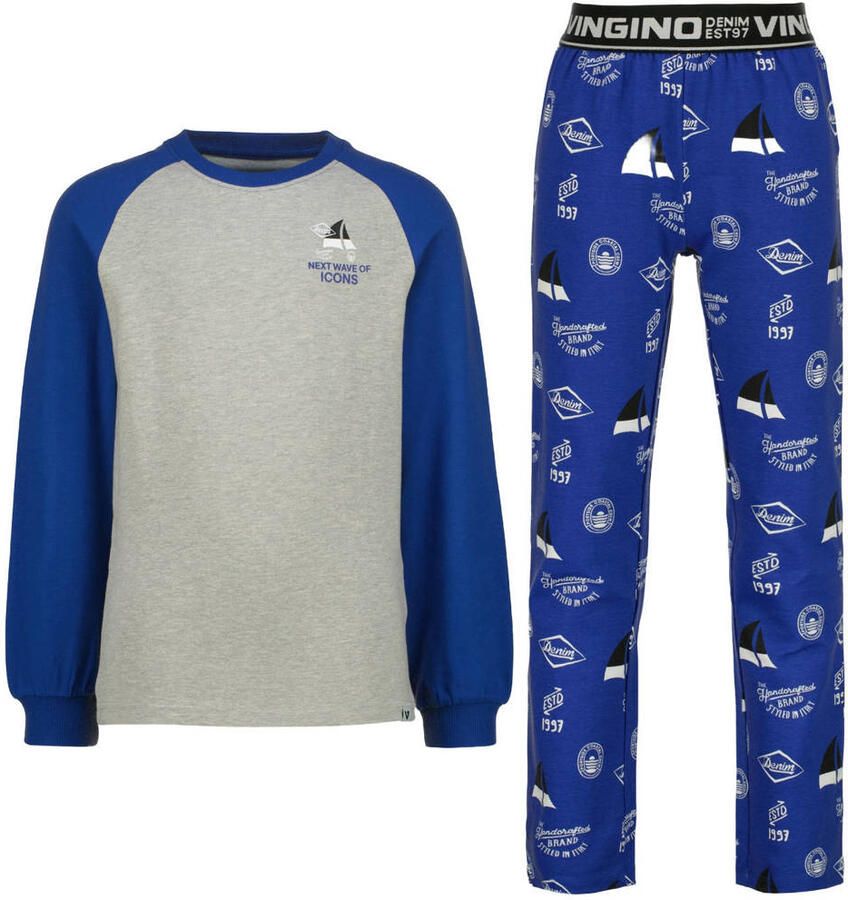 Vingino pyjama's met print blauw (set van 2)