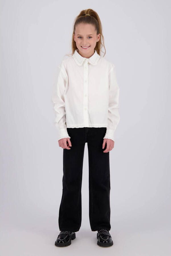 Vingino rechtvallende blouse met ruches wit