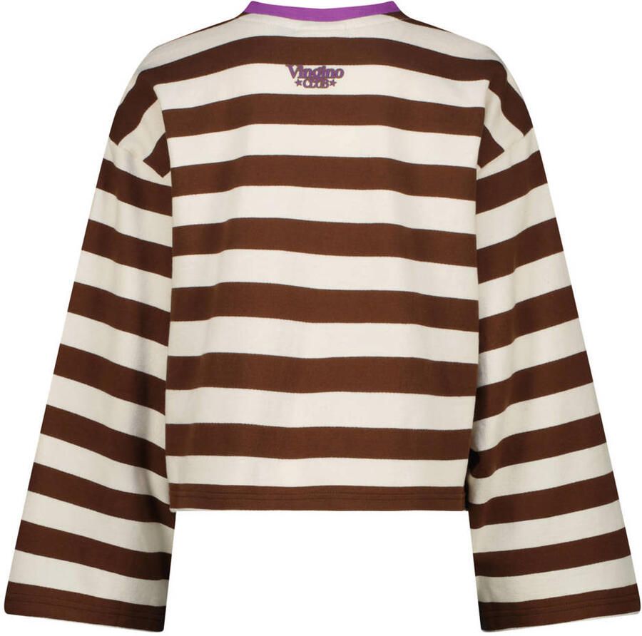 Vingino rechtvallende gestreepte longsleeve donkerbruin - Foto 4