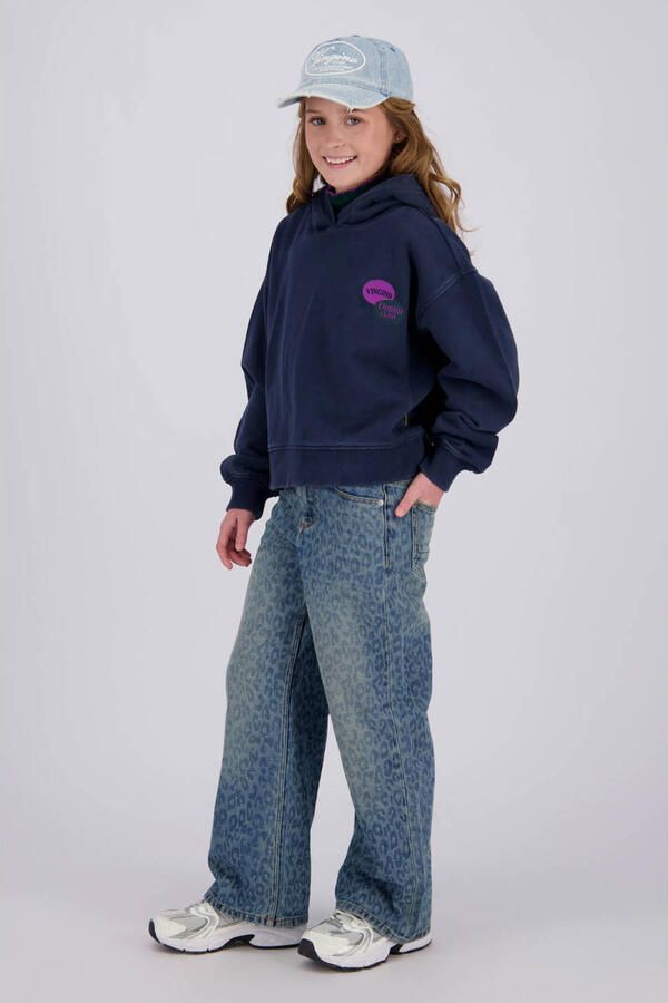 Vingino rechtvallende hoodie met backprint donkerblauw Sweater Meisjes Katoen Capuchon - Foto 2