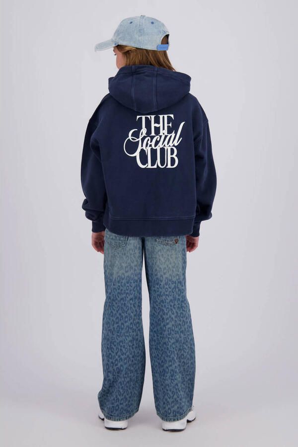 Vingino rechtvallende hoodie met backprint donkerblauw Sweater Meisjes Katoen Capuchon - Foto 3