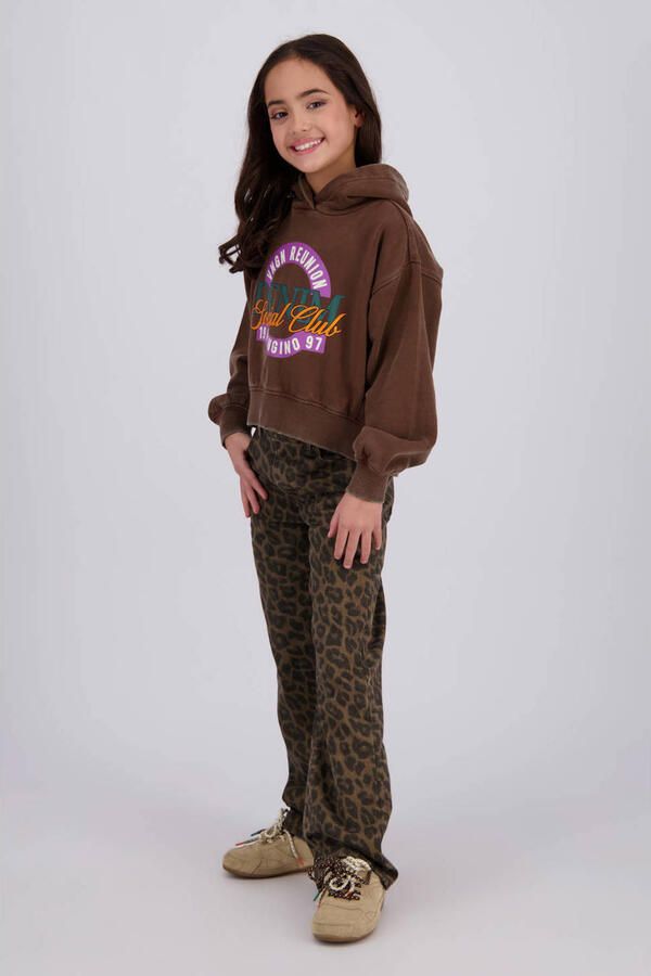Vingino rechtvallende hoodie met print donkerbruin - Foto 2