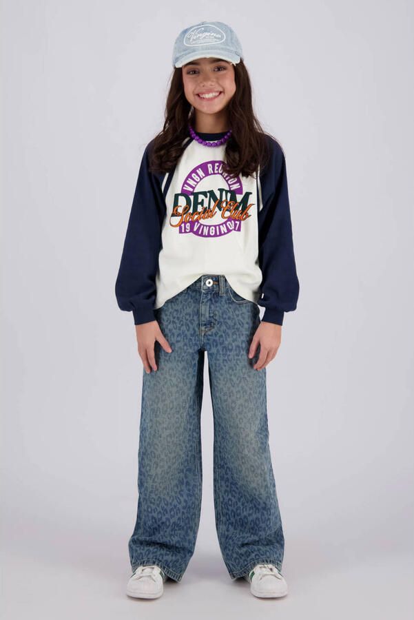 Vingino rechtvallende longsleeve met print donkerblauw