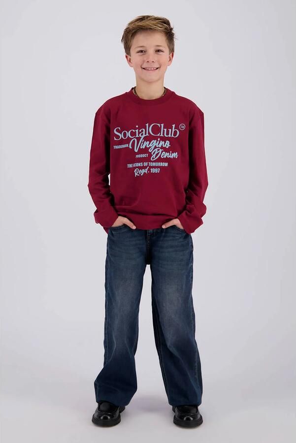 Vingino rechtvallende longsleeve met print donkerrood
