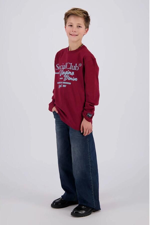 Vingino rechtvallende longsleeve met print donkerrood - Foto 2