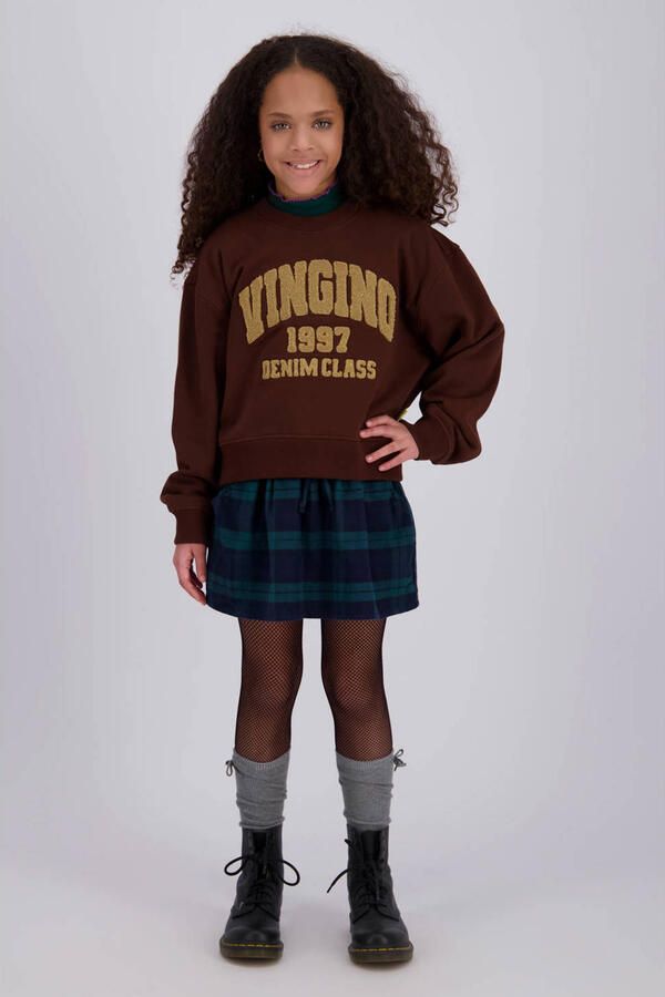 Vingino rechtvallende sweater met logo donkerbruin
