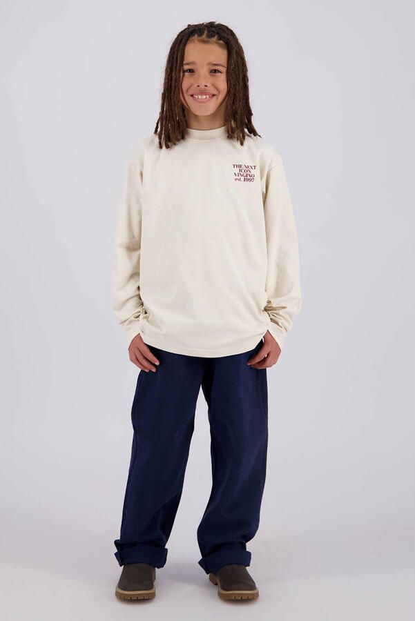 Vingino oversized longsleeve met backprint crème Ecru Jongens Katoen Ronde hals