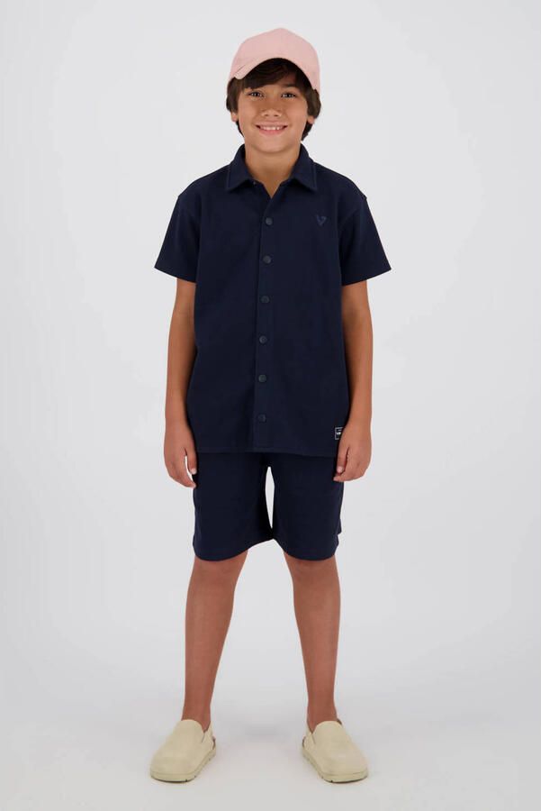 Vingino relaxed regular waist casual short donkerblauw met textuur