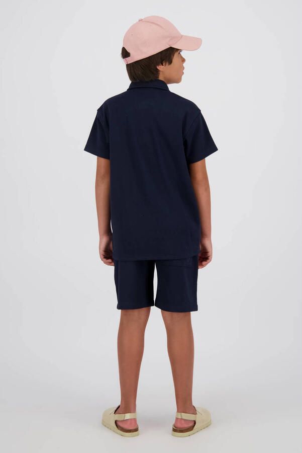 Vingino relaxed regular waist casual short donkerblauw met textuur - Foto 2
