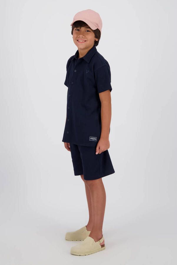 Vingino relaxed regular waist casual short donkerblauw met textuur - Foto 3