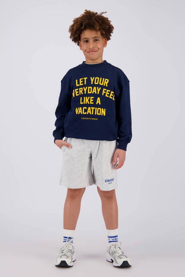 Vingino relaxed sweatshort grijs melange Korte broek Logo