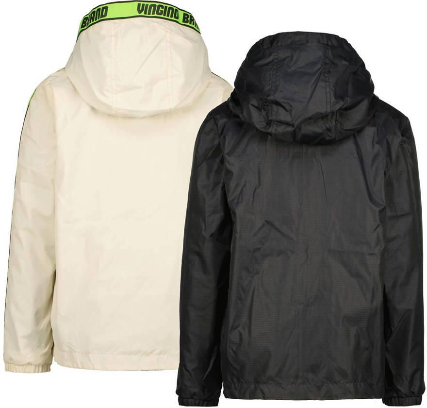 VINGINO reversible zomerjas Tape met contrastbies beige zwart Jongens Nylon Capuchon 10 - Foto 2