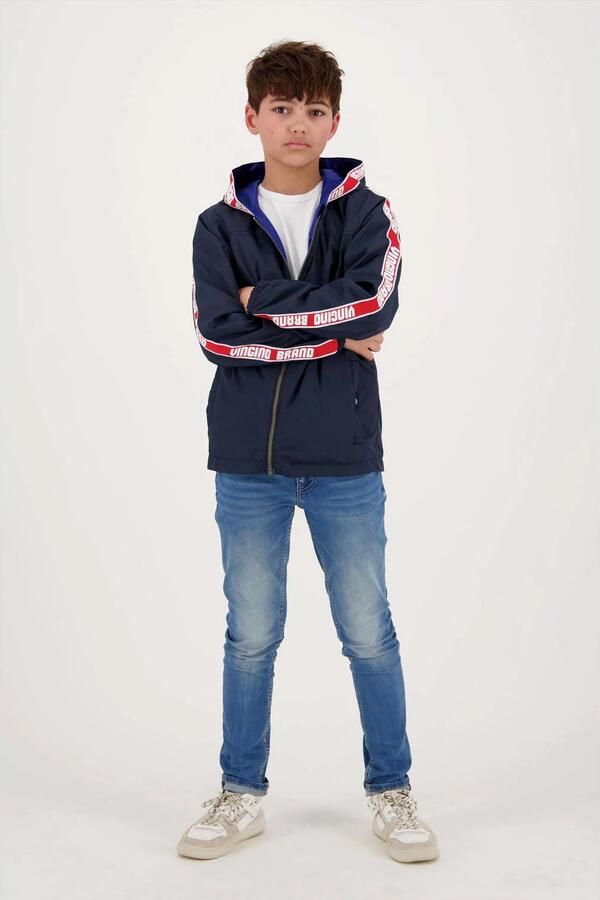 VINGINO reversible zomerjas Tape met contrastbies hardblauw donkerblauw Jongens Nylon Capuchon 10