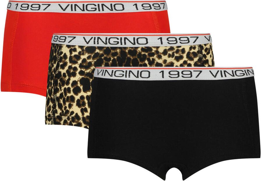 Vingino short rood zwart bruin (set van 3)
